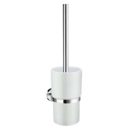Rackhams Polished Chrome Toilet Brush and Porcelain Holder