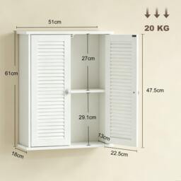 Rackhams Bathroom Cabinet with Adjustable Shelf, White - thumbnail 3