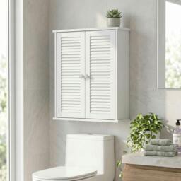 Rackhams Bathroom Cabinet with Adjustable Shelf, White - thumbnail 1