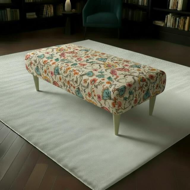 Rackhams Artistic Living Room Pouffe – Long Upholstered Footstool for Stylish Seating & Coffee Table - 19 x 17 Inches (48 x 43cm) - image 1