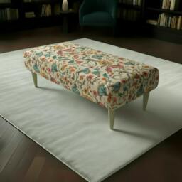 Rackhams Artistic Living Room Pouffe – Long Upholstered Footstool for Stylish Seating & Coffee Table - 19 x 17 Inches (48 x 43cm)