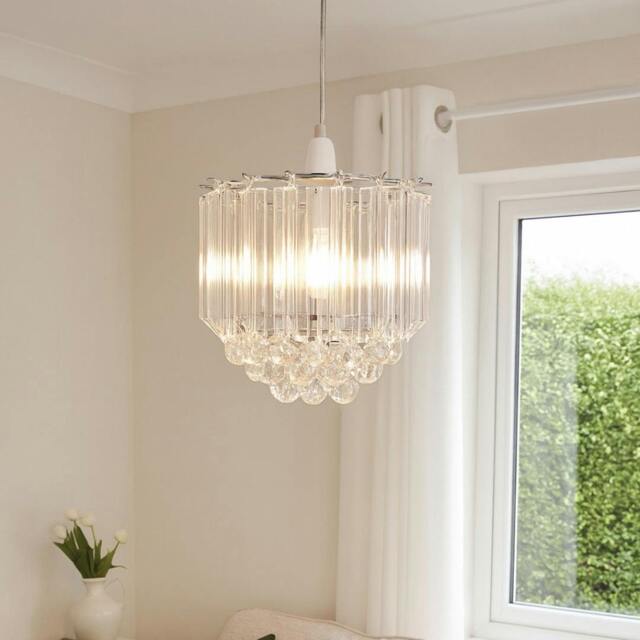 Rackhams Demi Clear And Chrome Easy-Fit Pendant - image 1