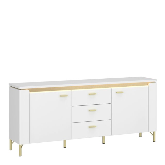 Rackhams Lazio TV Cabinet 2 Door 3 Drawer in Alpine White/White Gloss - 1 - image 1
