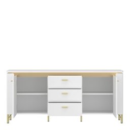 Rackhams Lazio TV Cabinet 2 Door 3 Drawer in Alpine White/White Gloss - 1 - thumbnail 2