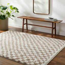 Rackhams Birmingham-Modern Black Grey Brown Checkered Soft Plush Pile Rug - 200 x 275 cm - thumbnail 1