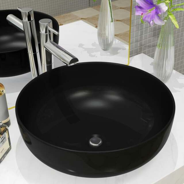 Rackhams Basin Ceramic Round Black 41.5x13.5 cm