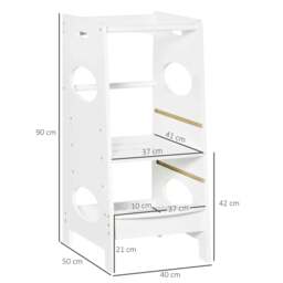 Rackhams Toddler Step Stool Kids Adjustable Standing Tower with Safety Rail for Kitchen Counter White - thumbnail 3