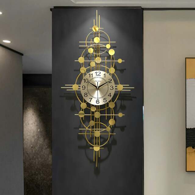 Rackhams Cohen Art Deco Gold Wall Clock, Silent Clock, Horizontal Or Vertical - Vertical 90cm - image 1