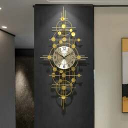 Rackhams Cohen Art Deco Gold Wall Clock, Silent Clock, Horizontal Or Vertical - Vertical 90cm - thumbnail 1