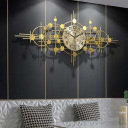 Rackhams Cohen Art Deco Gold Wall Clock, Silent Clock, Horizontal Or Vertical - Vertical 90cm - thumbnail 3