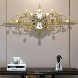 Rackhams Cohen Art Deco Gold Wall Clock, Silent Clock, Horizontal Or Vertical - Vertical 90cm - thumbnail 6