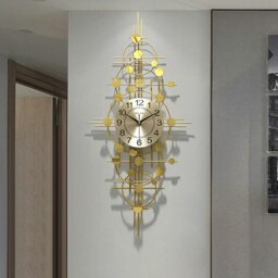 Rackhams Cohen Art Deco Gold Wall Clock, Silent Clock, Horizontal Or Vertical - Vertical 90cm - thumbnail 2
