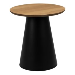 Rackhams Soli Round Coffee Table in Oak/Black 45x48cm - 1 - Oak/Black - Brown