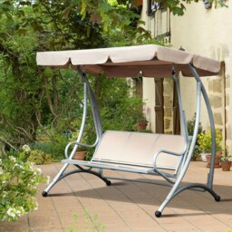 Rackhams 3 Seat Metal Fabric Backyard Balcony Patio Swing Chair with Canopy Top - Grey - thumbnail 3