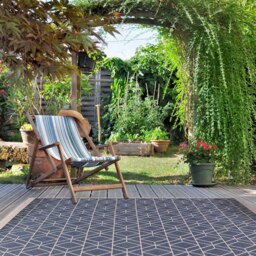 Rackhams Duo Weave Outdoor Blue & Cream Rug Diamond - 120X170 cm - thumbnail 4