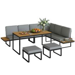 Rackhams 8 Seater Garden Dining Patio Furniture Set Modular 6 Pieces - Grey - 256 cm - Self-assembly required - 6-piece set - thumbnail 2