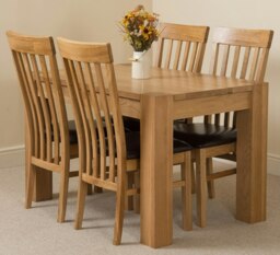 Rackhams Kuba Small Oak Dining Table with Harvard Oak Chairs - Natural Oak - 6 chairs - thumbnail 2
