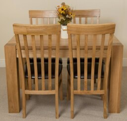 Rackhams Kuba Small Oak Dining Table with Harvard Oak Chairs - Natural Oak - 6 chairs - thumbnail 3