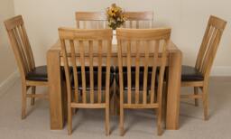 Rackhams Kuba Small Oak Dining Table with Harvard Oak Chairs - Natural Oak - 6 chairs - thumbnail 4