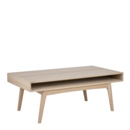 Rackhams Marte Coffee Table with Open Shelf in White Oak - 1 - White & Natural - Brown - thumbnail 1