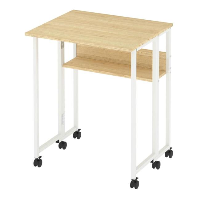 Rackhams Folding Computer Desk Extandable Table with Storage Shelf Wheeled Compact - image 1