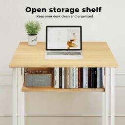 Rackhams Folding Computer Desk Extandable Table with Storage Shelf Wheeled Compact - thumbnail 5