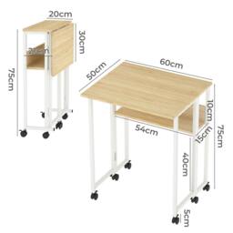 Rackhams Folding Computer Desk Extandable Table with Storage Shelf Wheeled Compact - thumbnail 3