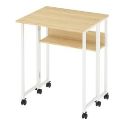 Rackhams Folding Computer Desk Extandable Table with Storage Shelf Wheeled Compact