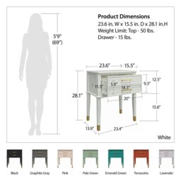 Rackhams Westerleigh End Table with Drawer in Green - Green - thumbnail 2