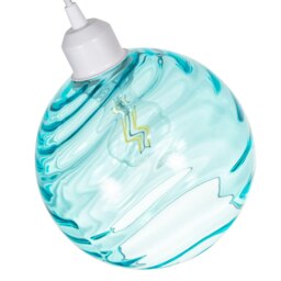 Rackhams Modern Designer Teal Circular Ribbed Glass Non Electric Pendant Lamp Shade - thumbnail 3