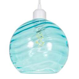 Rackhams Modern Designer Teal Circular Ribbed Glass Non Electric Pendant Lamp Shade
