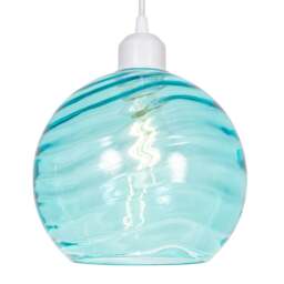 Rackhams Modern Designer Teal Circular Ribbed Glass Non Electric Pendant Lamp Shade - thumbnail 2