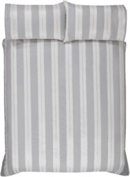 Rackhams Luxury Hotel Quality Lurex Stripe Jacquard Duvet Cover with Pillowcases - White/Silver - Double (200cm x 200cm) - thumbnail 2