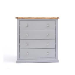 Rackhams Rocca 4 Drawer Chest of Drawers Chrome Knob - Grey - thumbnail 1