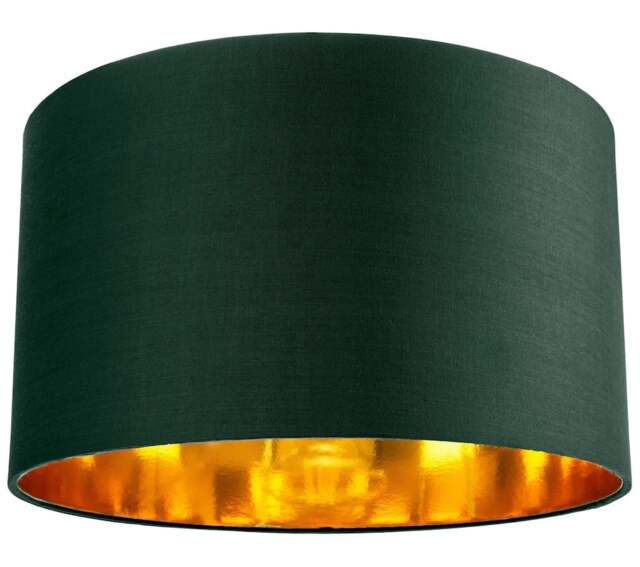 "Rackhams Contemporary Green Cotton 14"" Table/Pendant Lamp Shade with Shiny Copper Inner" - image 1