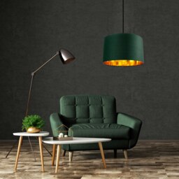 "Rackhams Contemporary Green Cotton 14"" Table/Pendant Lamp Shade with Shiny Copper Inner" - thumbnail 4