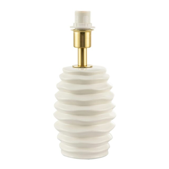 Rackhams Modern Off-White Gloss Ceramic Table Lamp Base with Rippled Grooves - image 1