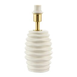 Rackhams Modern Off-White Gloss Ceramic Table Lamp Base with Rippled Grooves - thumbnail 1