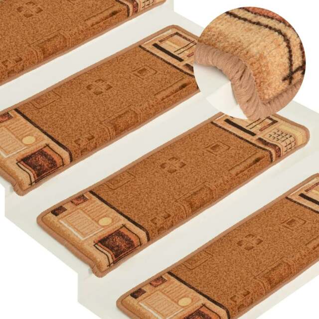 Rackhams Stair Mats Self-adhesive 10 pcs 65x21x4 cm Beige