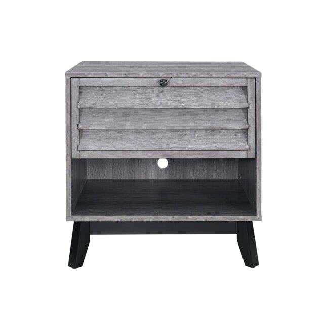 Rackhams Vaughn Accent Side Table with Flip Down Door in Grey Oak - Grey - image 1