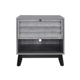 Rackhams Vaughn Accent Side Table with Flip Down Door in Grey Oak - Grey - thumbnail 1