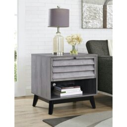 Rackhams Vaughn Accent Side Table with Flip Down Door in Grey Oak - Grey - thumbnail 4