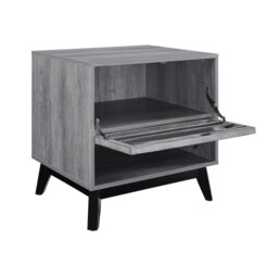 Rackhams Vaughn Accent Side Table with Flip Down Door in Grey Oak - Grey - thumbnail 2
