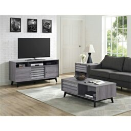 Rackhams Vaughn Accent Side Table with Flip Down Door in Grey Oak - Grey - thumbnail 5