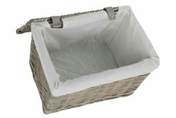 Rackhams 36cm Grey Wash Finish Storage Wicker Hamper Basket - thumbnail 4