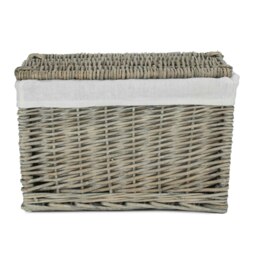 Rackhams 36cm Grey Wash Finish Storage Wicker Hamper Basket - thumbnail 2