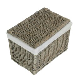 Rackhams 36cm Grey Wash Finish Storage Wicker Hamper Basket - thumbnail 3