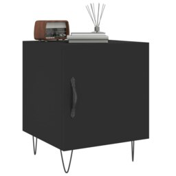 Rackhams Bedside Cabinet Black 40x40x50 cm Engineered Wood - Black - Engineered wood, iron - thumbnail 4