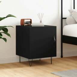 Rackhams Bedside Cabinet Black 40x40x50 cm Engineered Wood - Black - Engineered wood, iron