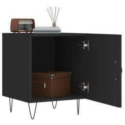 Rackhams Bedside Cabinet Black 40x40x50 cm Engineered Wood - Black - Engineered wood, iron - thumbnail 3